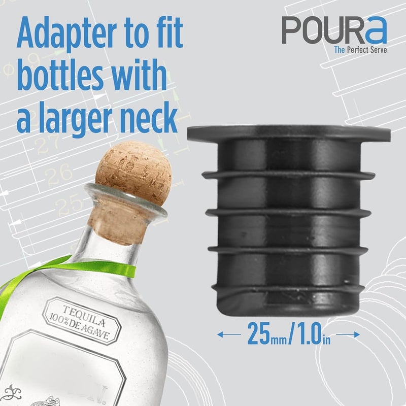 Poura Liquor Pourer Adapters 6 Pack – BPA-Free Natural Rubber – Fits Large Bottles up to 1 Inch Neck – Convert Oil or Liquor Pour Spouts – Secure Fit for XL Bottles – Black - Image 2
